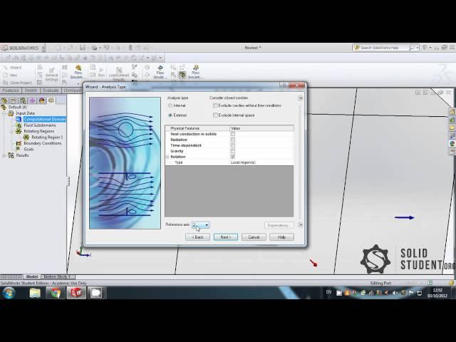 Solidworks Tutorial - Adding a rotating region to a flow simulation