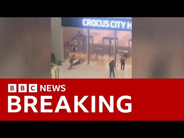 Moscow attack: Video captures gunmen storming concert hall and shooting dozens dead | BBC News