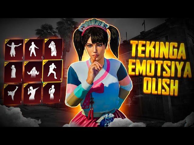 PUBG MOBILEDA TEKINGA EMOTSIYA OLISH // TEKINGA KIYIM OLISH