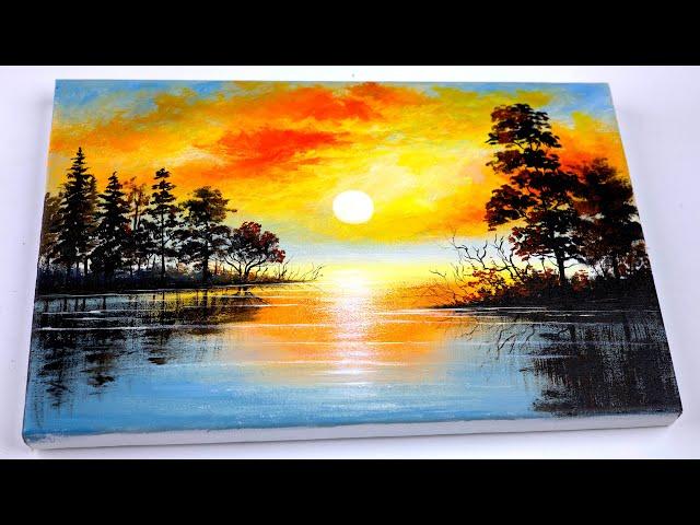 Easy for Beginner | Sunset Acrylic Painting