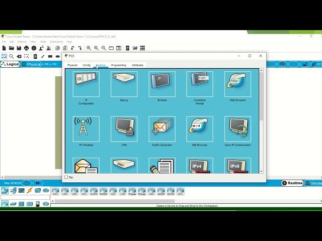 Configuring the DHCP service on the Cisco packet tracer