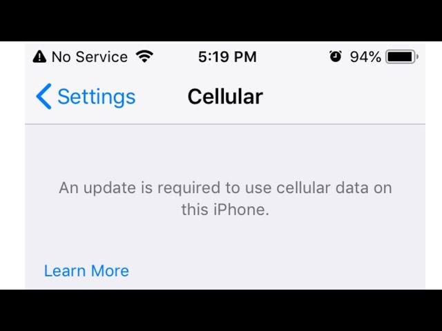 An Update is Required to Use Cellular Data on this iPhone 7, 8, X, XS Max and 11 Pro Max in iOS 13