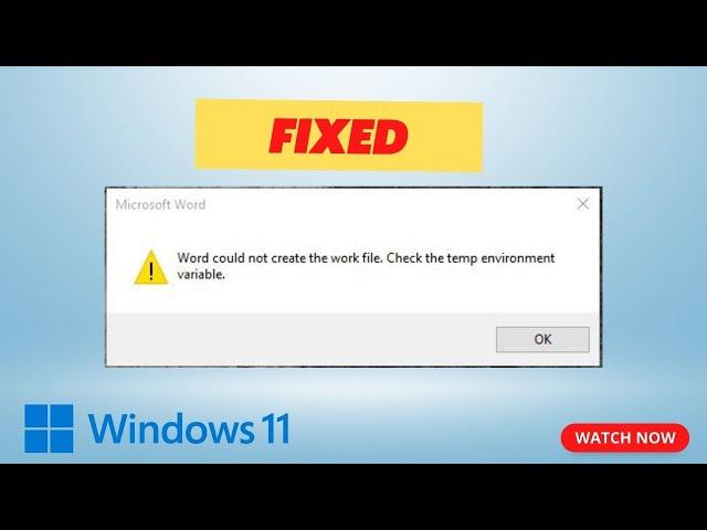 Word could not create the work file check temp environment variable | Easy Fix 2023