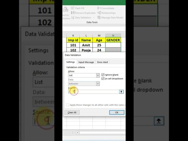 Create a drop down list in Excel | create a drop down list data validation #excel #exceltricks