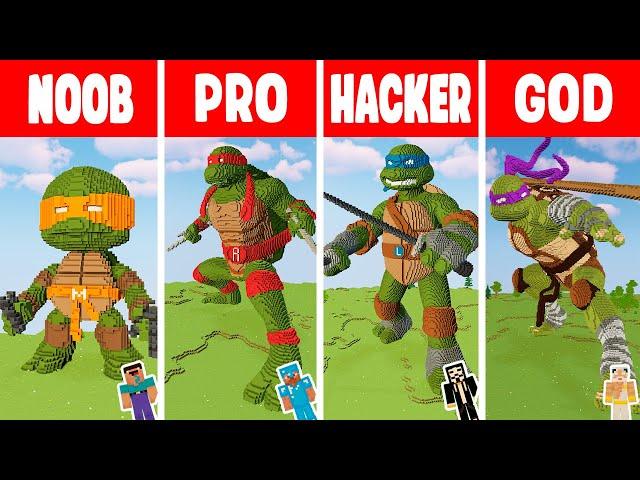 Minecraft: TEENAGE MUTANT NINJA TURTLES BUILD CHALLENGE - NOOB vs PRO vs HACKER vs GOD