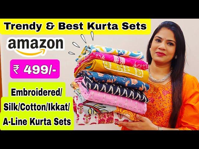 Amazon Latest Kurti/Kurta Sets Starting 499 Ikkat/A-Line/Cotton/Silk Kurta SetsRajni Style Tips