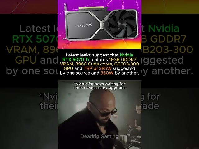 Nvidia RTX 5070 Ti features 16GB VRAM, 8960 cuda cores & 285W TBP