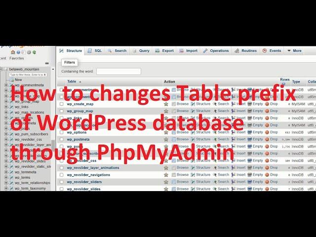 How to changes Table prefix of WordPress database through PhpMyAdmin