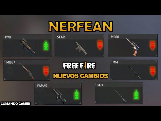 GARENA NERFEA y MEJORA las ARMAS en FREE FIRE | NUEVO AJUSTE