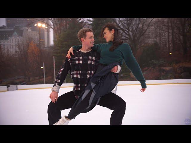 Madison Chock & Evan Bates visit Central Park, NYC for World Ice Skating Day 2024