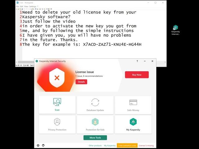 How to correctly delete and activate the license key on Kaspersky software.