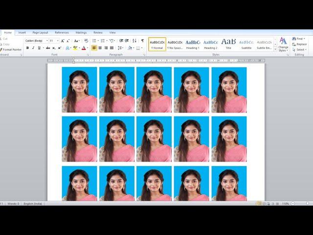 Passport Size Photo in MS WORD | MS Word me Passport Size Photo Kaise banaye | Microsoft Word 2010