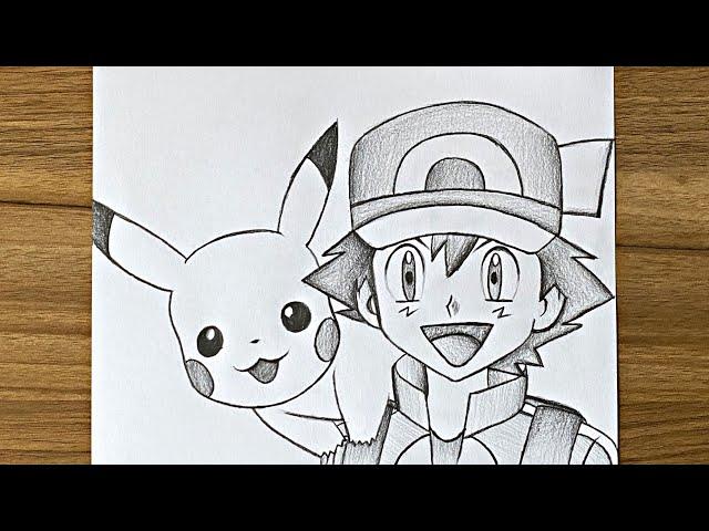 How to draw Ash and Pikachu - Step by step || Beginners drawing tutorials step by step || Art videos