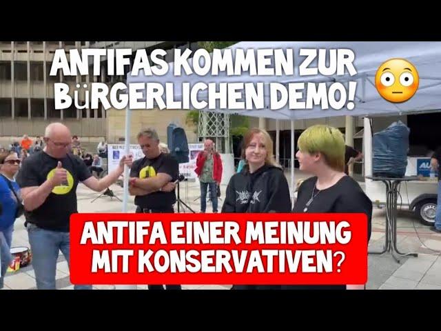 KRASS! ANTIFAS kommen zur bürgerlichen Demo  Gespräch & Gemeinsamkeiten  mit Konservativen ️