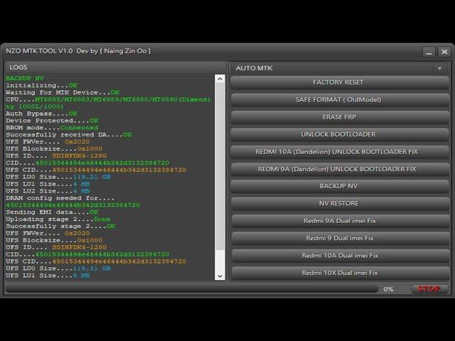 NZO MTK Tool V1.0 Dev By [Naing Zin Oo] 2023 Redmi Dual IMEI Fix Issue A Correction