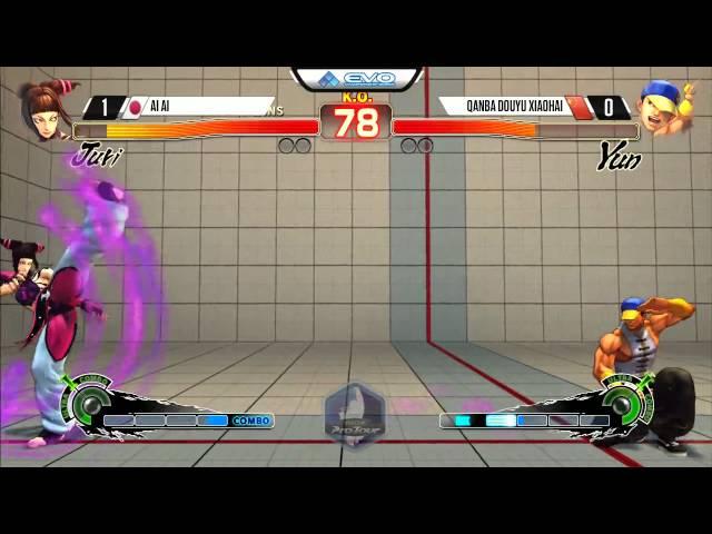 AI AI (Juri) vs Xiaohai (Evil Ryu, Yun) - EVO 2015 USF4 - 720p/60fps