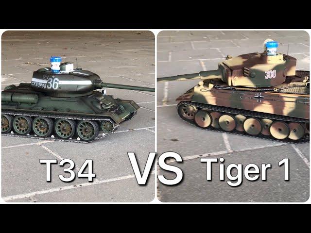 Taigen RC Tank IR Battle - T34 vs Tiger 1