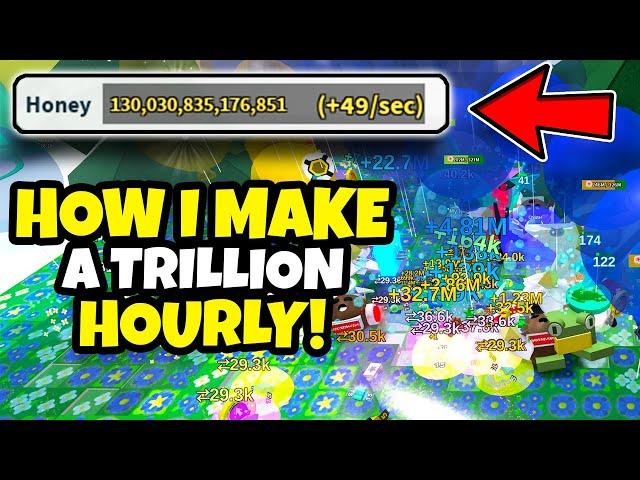 How I Make A TRILLION Honey Hourly In Bee Swarm Simulator!