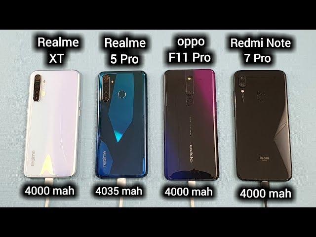 Realme XT vs Realme 5 Pro vs Oppo F11 Pro vs Redmi Note 7 Pro BATTERY CHARGING TEST