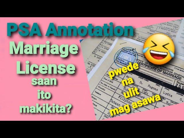 PSA Annotation of marriage certificate. Marriage License writen in marriage certificate. #Re-marry