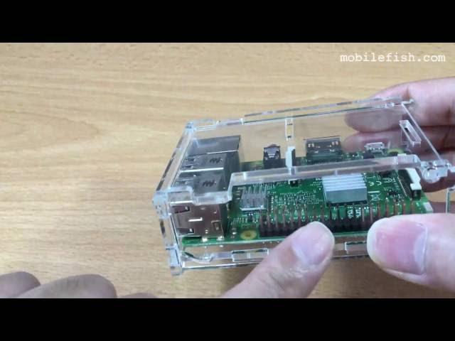 Transparent plastic case and heat sinks for Raspberry Pi 3 Model B from AliExpress