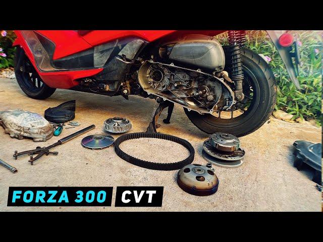 Honda Forza 300 - CVT Removal / Installation (belt/rollers,variator,clutch) | Mitch's Scooter Stuff