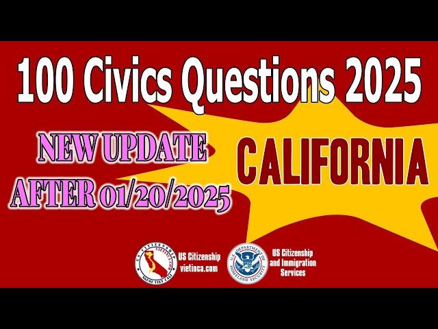 100 Civics Questions for US Citizenship Test 2025 California