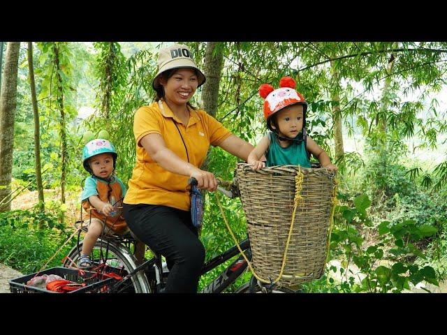 Harvesting kohlrabi to sell at the market - buying helmets for two kids / cooking with the kids