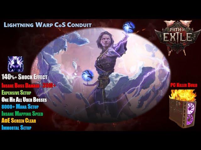 Path of Exile 2 Archmage Stormweaver Lightning Warp CoS+CoC Conduit-  Insane Screen AoE clear 30mDPS