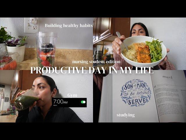 Productive day in my life | Nursing student edition, gym, building healthy habits & studying