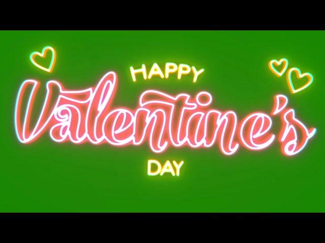 Happy Valentine's Day Green Screen Neon Intro - FREE