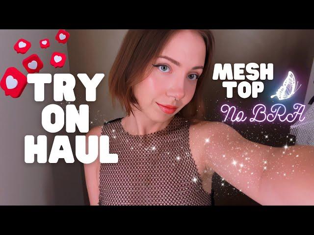 [4K] Fully See-Through MESH Clothes | NO BRA Try-On | Most Transparent Outfits Review with Moneki