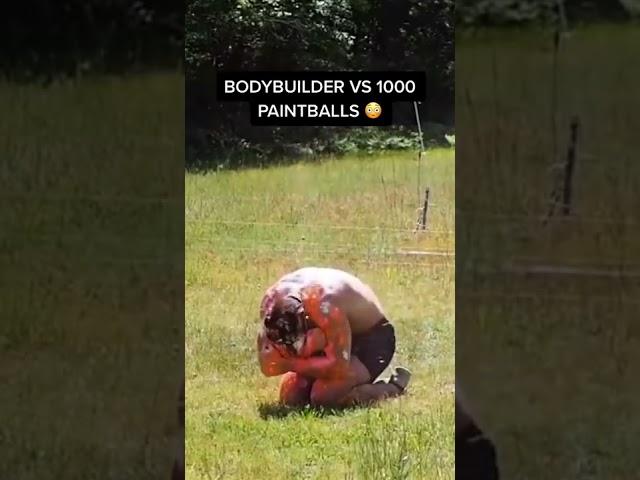 bodybuilder Vs 1000 paintballs #shorts