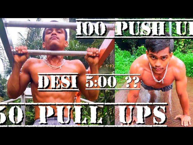 50 pull ups 100 push ups in 5 min ??