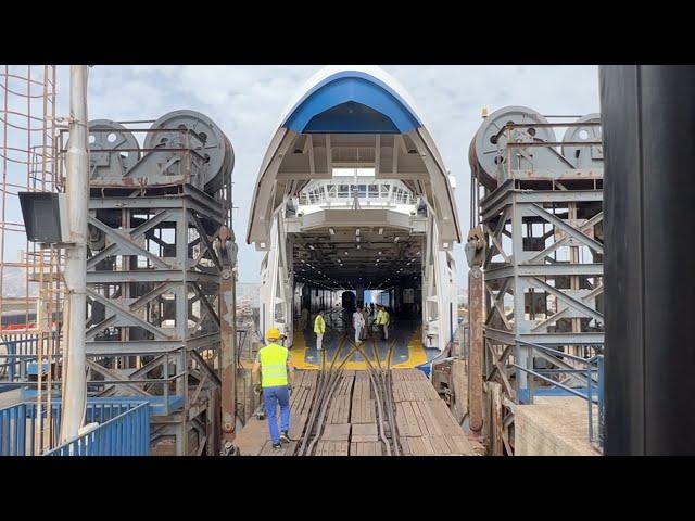 Loading the train ferry to Sicily