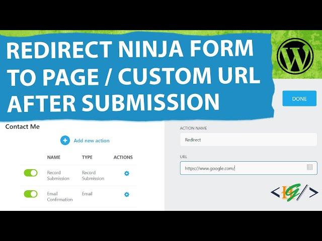 How to Redirect Ninja Forms to Page / Custom URL After Use Submit Form in WordPress