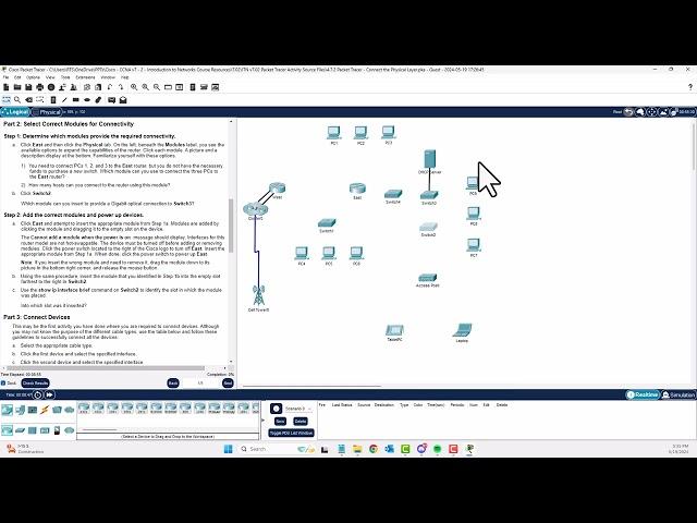 CCNA1-ITNv7 - 4.7.2 Packet Tracer - Connect the Physical Layer