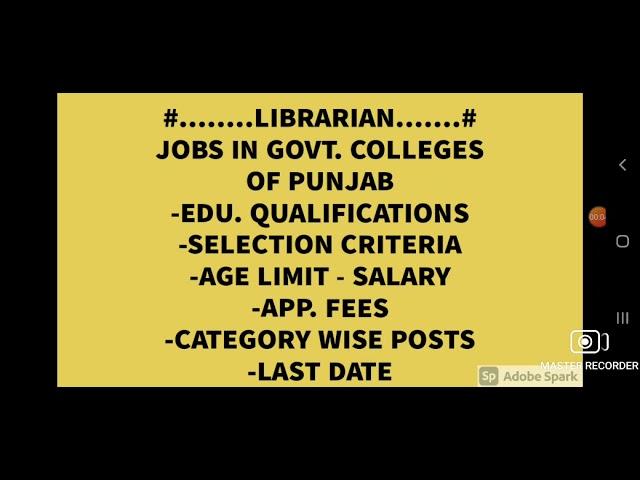 LIBRARIAN JOBS IN GOVT COLLEGES PUNJAB