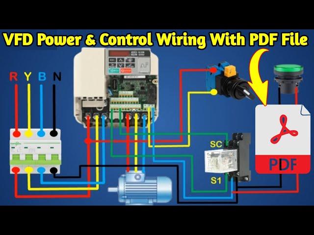 VFD Inverter Power & Control Wiring with Auto Manual Selector Switch/ Practical VFD Interlock Wiring