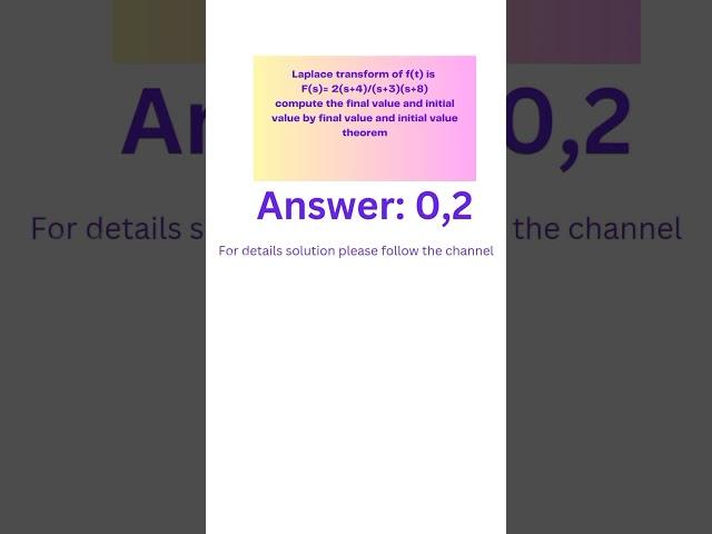 #Laplace transform problem by initial value and final value theorem#laplace