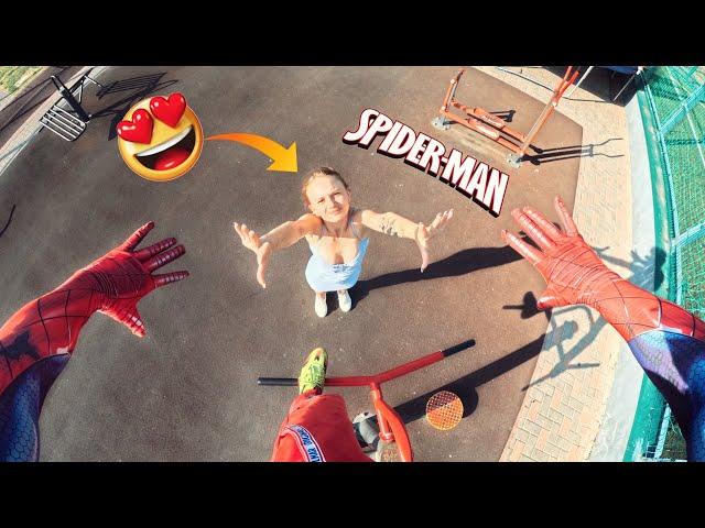 SPIDER-MAN ESCAPING CRAZY AND BEAUTIFUL CRISTINA (Romantic Parkour POV)