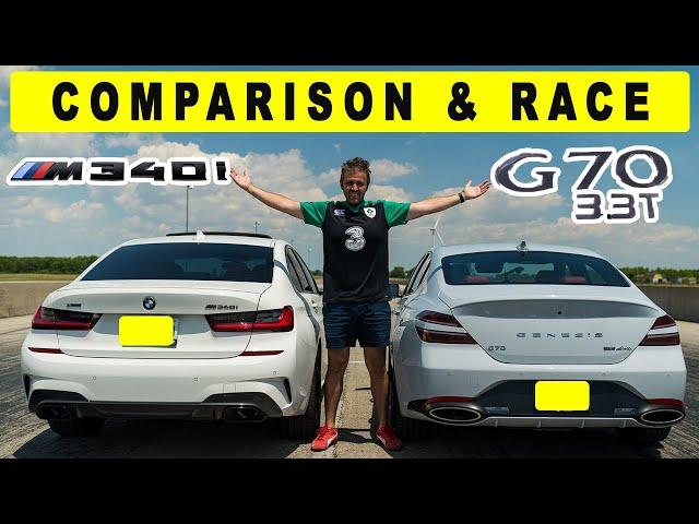 2022 Genesis G70 3.3T AWD Takes on BMW M340i XDrive, Comparison, Drag and Roll Race.