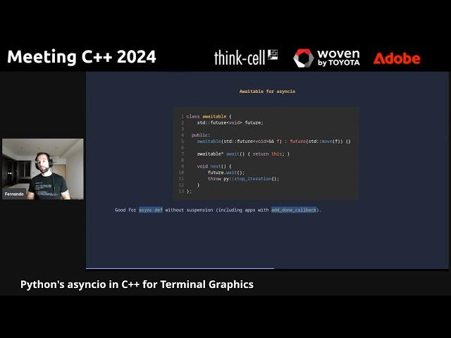 Python's asyncio in C++ for Terminal Graphics - Fernando Iglesias - Meeting C++ 2024