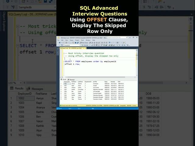 sql advanced interview questions offset clause display skipped rows only #sqlserver