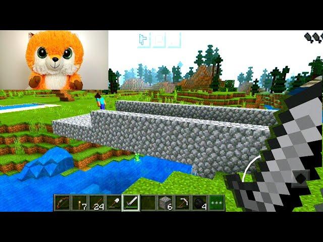 ВЫЖИВАНИЕ с Рыжиком в Minecraft. Рыжик и Шашлык строят мост. В гостях у Рыжика