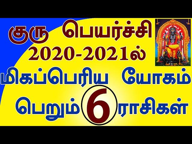 Guru Peyarchi  2020 to 2021 Top 6 Rasigal |மிகப்பெரிய யோகம் பெறும் டாப் 6 ராசிகள்  2020-2021