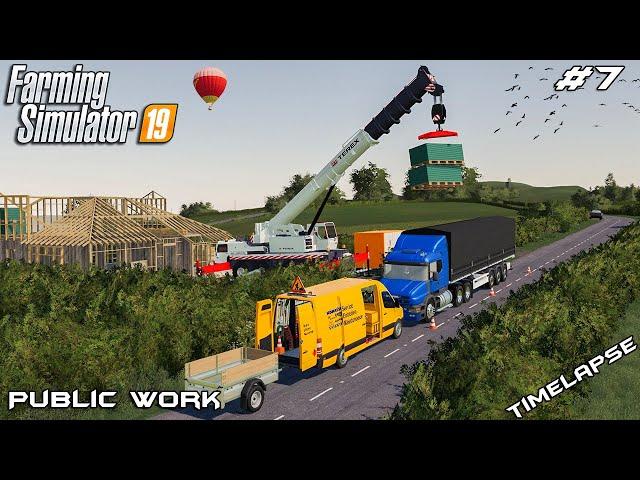 Transporting building material | Public Work Sandy Bay | Farming Simulator 19 | Episode 7