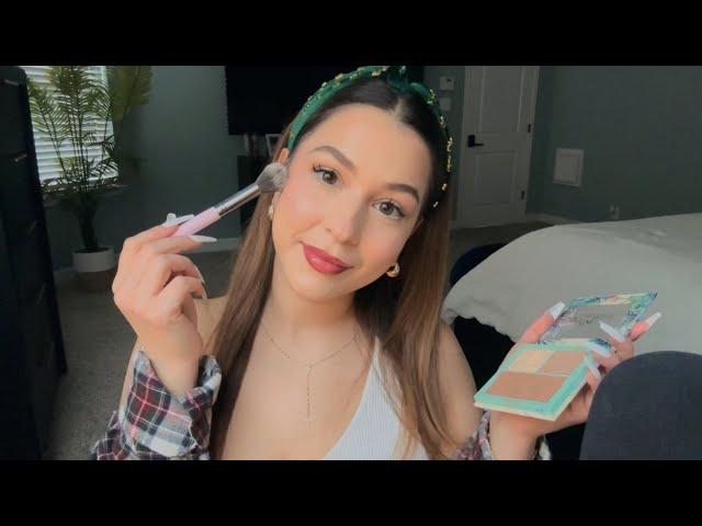 ASMR doing my makeup  whispers + tapping 