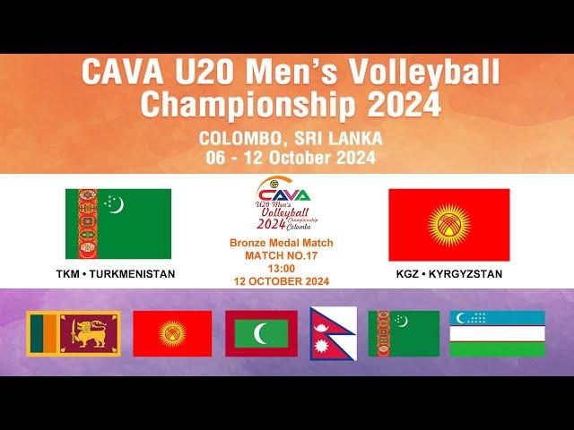 Turkmenistan - Kyrgyzstan.  Match NO.17.  Bronze Medal Match. CAVA Men's U20 . 2024 . Colombo.