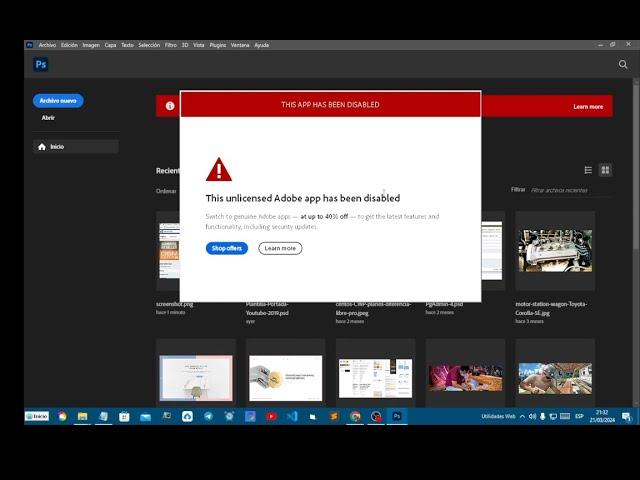 Photoshop Solucion : This Unlicensed Adobe app has been disabled